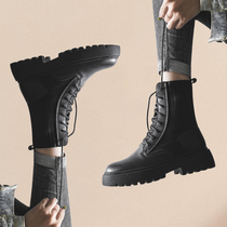 Martin boots female Inn Wind 2022 new autumn and winter single boots 100 lap thick bottom womens boots handsome gas plus suede short-cylinder short boots