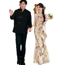 Fishtail toasting suit 2024 new high-end engagement evening dress female bride wedding dressing gown atmospheric slim summer