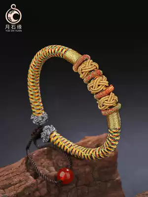 Tibetan-style nine-by-katyya knot colorful hand ancient weaving rope transfer beads Golden national style hand rope men and women