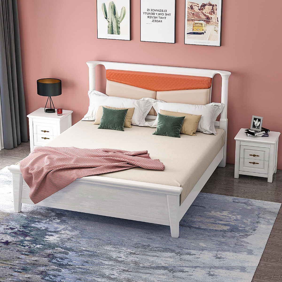 Pure full solid wood double bed modern simple luxury beds Nordic household bed 1 5 master bedroom 1 8 m American large bed