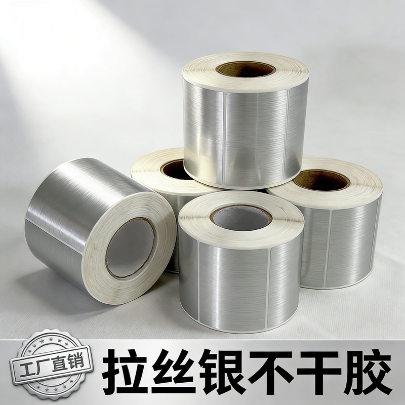 Imitation Metal Glossy Silver Brushed Silver Label Paper 70X50 80 90 100 Pet Self-Adhesive Waterproof Electrical Box Nameplate