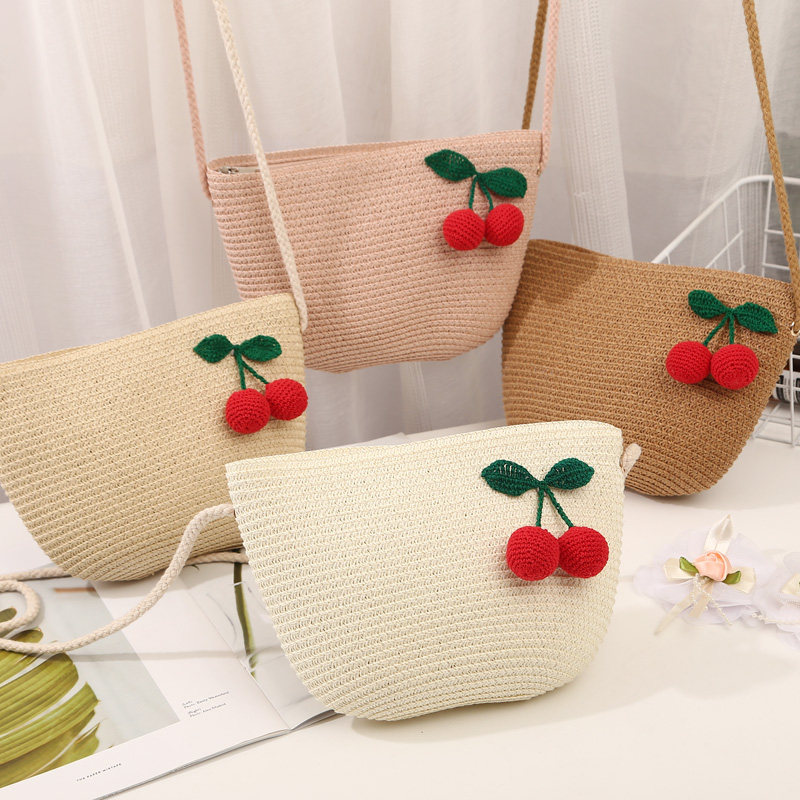 Fairy small bag 2019 summer new tide forest department girl straw bag cute cherry shoulder messenger bucket bag