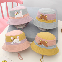 Childrens double-sided fisherman hat Girls Japanese wild cartoon Korean version of the pot hat Male baby sunscreen sun visor sun hat