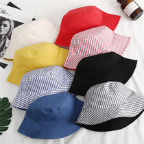 Japanese double-sided solid color fishermans hat female summer ins Net red basin hat Korean version of wild shade sunscreen hat tide