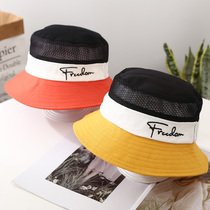 Childrens sun hat new boy girl sun hat brim along fishermans hat mesh breathable child baby shade