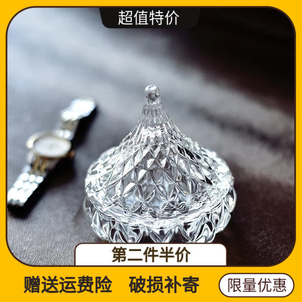 European style diamond cut cute water droplet glass mini sugar jar ornament jewelry box sugar jar fruit jar with lid