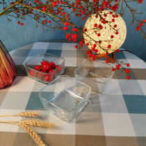 ins wind small fresh square glass bowl dessert bowl fruit salad bowl breakfast bowl creative transparent small bowl salad