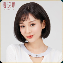 Wig Female short hair Real hair wig Fresh and supple natural wig Female fashion girl round face short straight hair bobble head