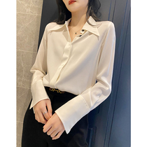 POLATTI heavy double Joe silk shirt women mulberry silk big-name top temperament pointed collar casual wild shirt