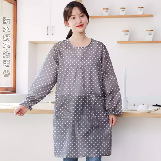 Thin waterproof and oil-proof coveralls for men and women with zipper apron