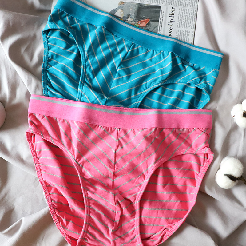 Exit Korea Men's E Home Triangle pure cotton striped soft underpants N004