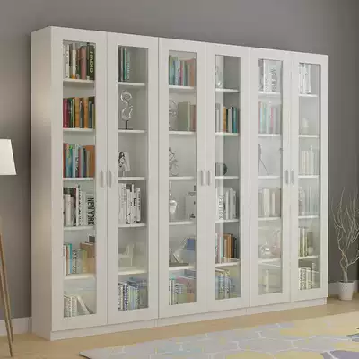 Free combination bookcase bookshelf Simple modern glass door bookcase display cabinet Storage locker Study customization