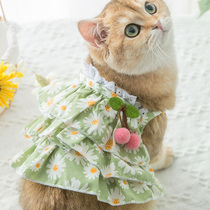 Summer cat crummy floral dress Puppet dress Puppet clothes blue cat kittens Pets Pets anti-fall Mao Summer thin