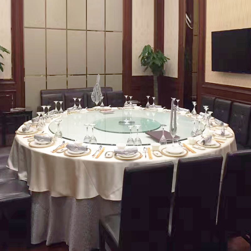 Hotel Guangtao A061 large specification transparent seat conjoined tempered glass turntable hotel large box table turntable