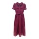 French light luxury retro style lapel sexy hollow high-end heavy lace waist slimming wine red dress