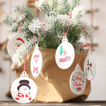 Christmas decorations White wood print pendant Santa Claus snowman decoration ball pendant Christmas tree accessories