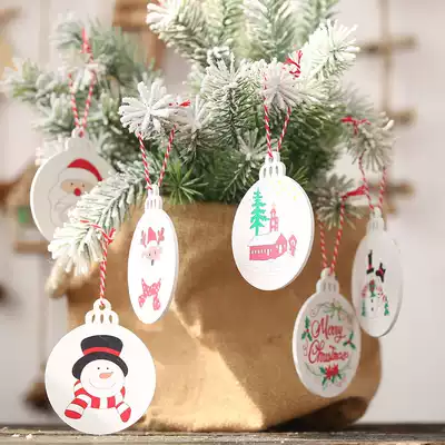 Christmas decorations White wood print pendant Christmas Old Man snowman decoration ball pendant Christmas tree accessories