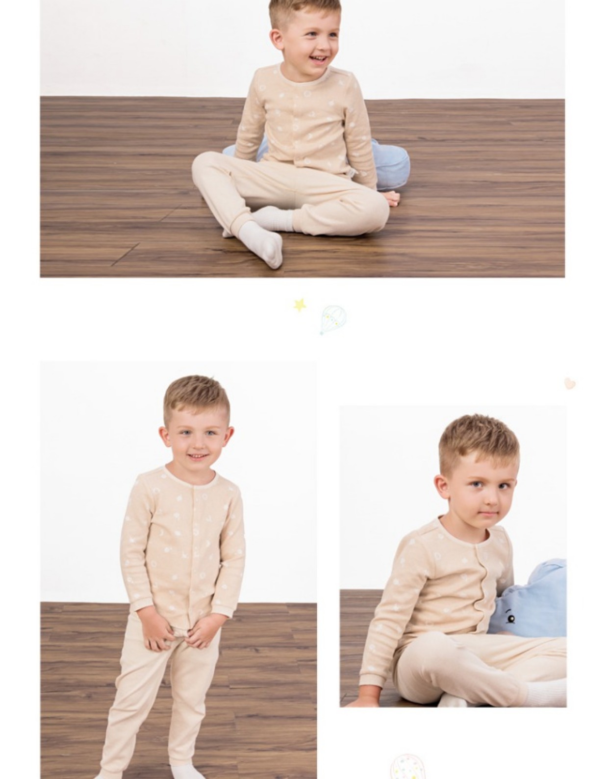 Quần áo trẻ em nước nóng màu hữu cơ cotton bốn mùa quần áo trẻ em cotton mùa thu quần áo sơ sinh quần sơ mi đồ lót cho bé gái tuổi dậy thì