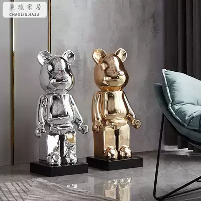 Building blocks violent bear big decoration Modern light luxury cartoon sculpture living room bedroom TV cabinet Hotel big doll decoration