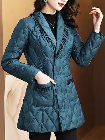 CarMilan winter clothing down jacket jacket woman short style suit collar white duck down down cotton light and warm new cotton clothes-Taobao