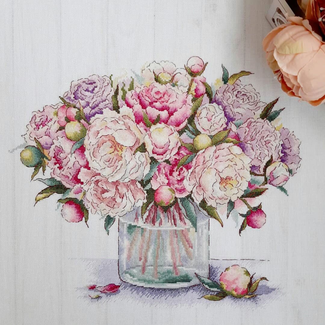 Berry Orange Love Embroidered self-fit DMC cross embroidered kit Import drawing 2012111 peony bouquet