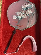 Wipe the haze step in Langao Hanfu Moxi Embroidery joint style purple sandalwood lantern-shaped fan with ancient style embroidery