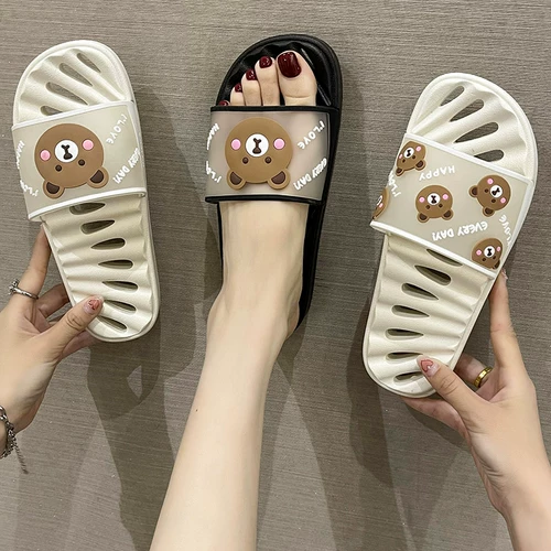 Летние модные тапочки, мультяшные милые нескользящие сандалии на платформе