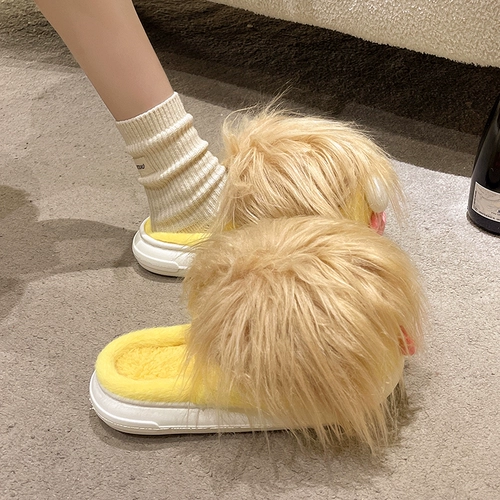 Тапочки, зимняя нескользящая мультяшная удерживающая тепло обувь