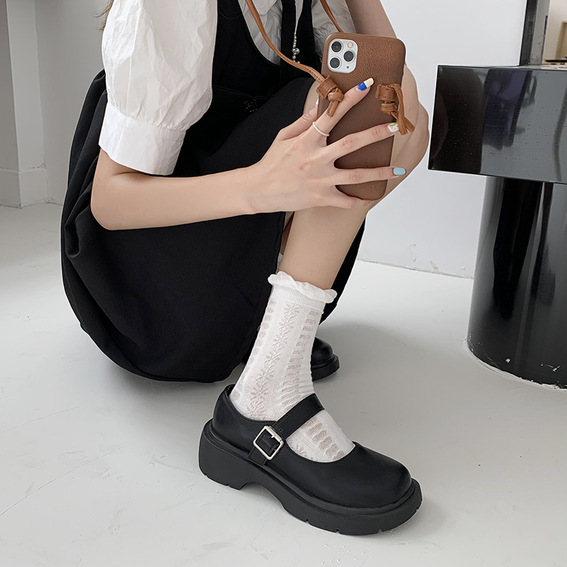 Rough Heel Thick Bottoms Day Ensemble Mary Treasures Shoes Women jk2022 Summer new 100 hitch Inn Retro Little Leather Shoes