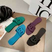 2022 New Female Tug Pig Nose Flat Bottom Jelly Slippers Woman toe I trawl infrared wearing beach sandals