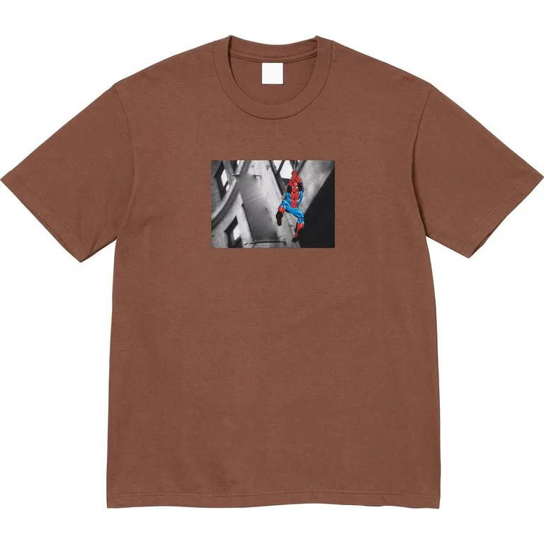 26Ss Spider-Man Tee Spider-Man Pattern Printed T-Shirt Short-Sleeved Men's and Women's Base Shirt