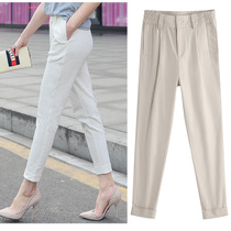 Ankle-length pants womens casual overalls pants white pants womens 2021 summer new suit pants loose leggings womens pants