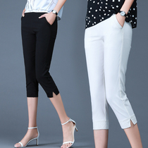 2021 New White Pants Capri pants Thin Pencil Pants Plus Size High Waist Leggings Women Outside Wear Summer