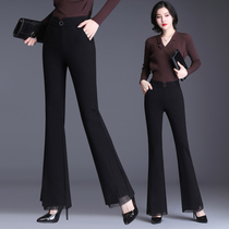 Plus Velvet micro Bell pants womens high waist 2021 autumn new large size womens pants slim split suit pants spring and autumn pants