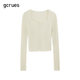 gcrues hollow sweater tops for women 2024 new early spring thin cardigan short v-neck sweater jacket