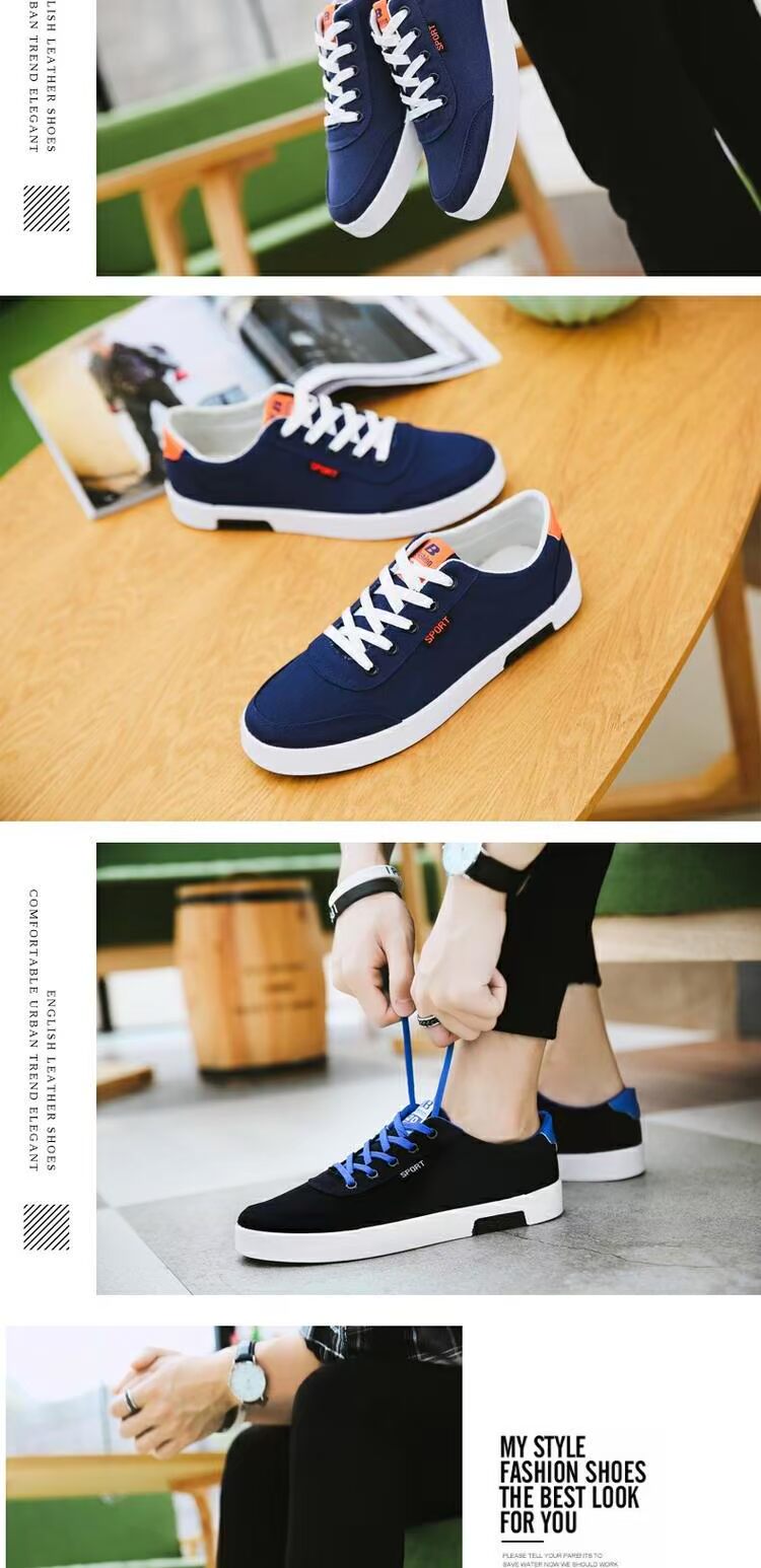 Giày trắng mới Giày nam Giày thông thường Giày nam Giày đế xuồng Phiên bản Hàn Quốc của xu hướng giày vải thể thao mùa thu hoang dã shop giày sneaker