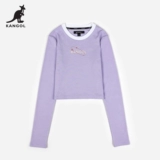 KANGOL Хлопковый весенний модный короткий лонгслив, облегающий крой