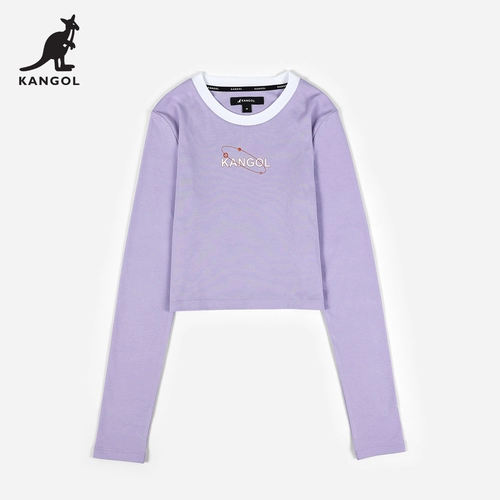 KANGOL Хлопковый весенний модный короткий лонгслив, облегающий крой