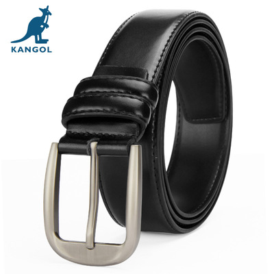 KANGOL英国品牌皮带男真皮针扣腰带男青年潮韩版牛皮裤带男年轻人