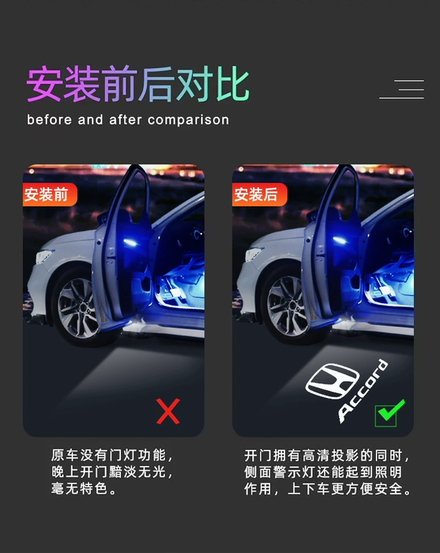 18-22 nguyên bản Honda thế hệ thứ 10 rưỡi Đèn chào mừng có thể sạc lại Đèn chiếu khí quyển cửa xe Yingshi Shipai kinh o to gương ô tô