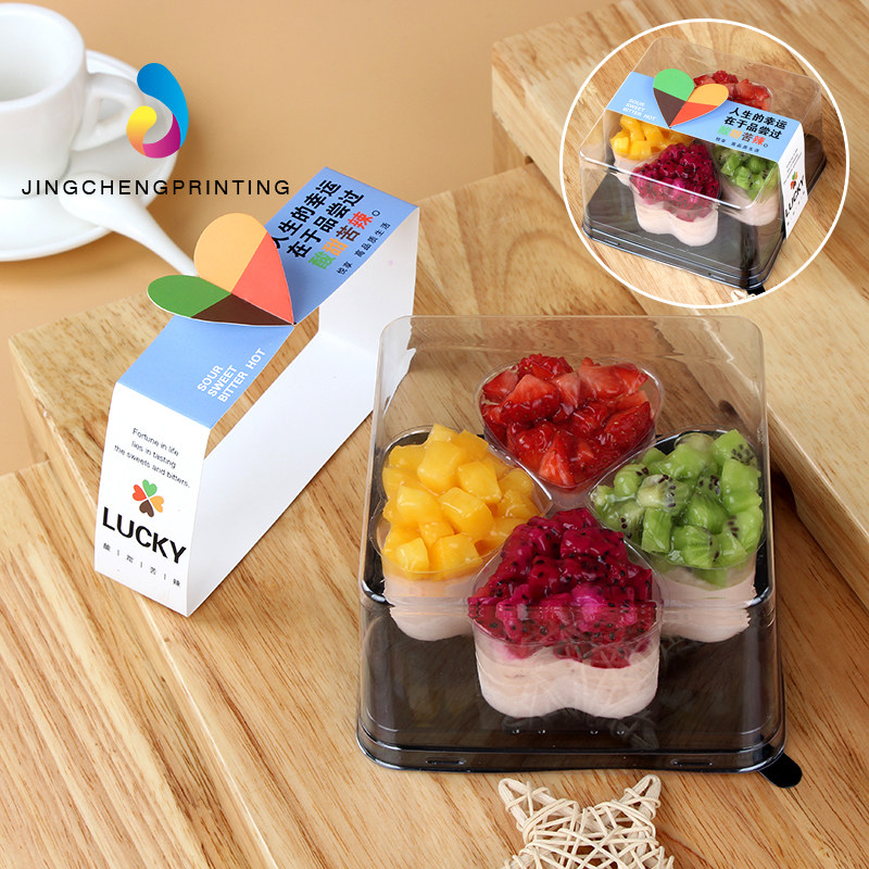 Seven New Year's Valentine's Day Four Loving Shapes Mousse Cake Packaging Box West Point Sweet Fruit Pudding Salad Box