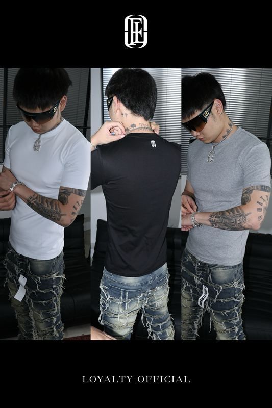 Loyalty Black, White, and Gray Solid Color Slim-Fit American-Style Stretchy Basic Versatile Pure Cotton Base Layer Fitness Short-Sleeve Top Loyalty Black, White, and Gray Solid Color Slim-Fit American-Style Stretchy Basic Versatile Pure Cotton Base Layer Fitness Short-Sleeve Top