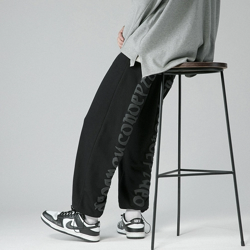 Мужские демисезонные осенние трендовые универсальные штаны, на шнурках