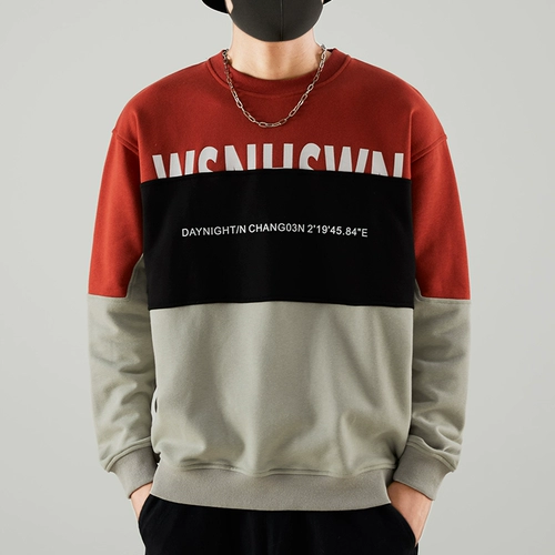 Японская толстовка для отдыха, осенний трендовый комплект, лонгслив, круглый воротник, оверсайз