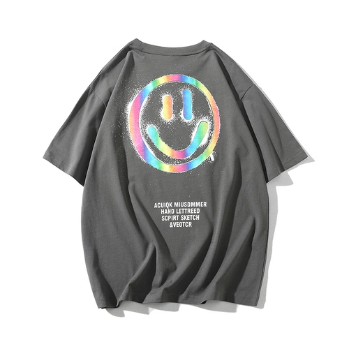 Хлопковая базовая приятная телу футболка с коротким рукавом для влюбленных, оверсайз