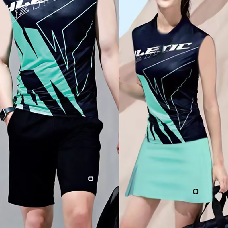 New Style Sleeveless Quick-Dry Badminton Outfit Set for Women and Men, Vest, Tennis and Table Tennis Shirt with a Collar, Summer Sportswear