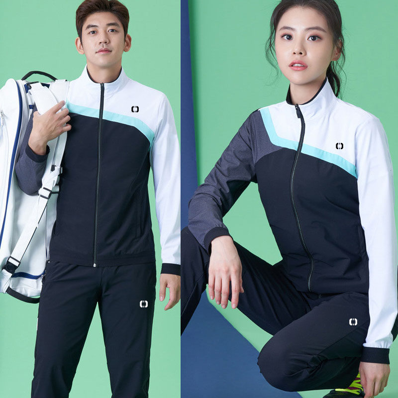 Large size new spring and autumn badminton suit suit men's and women's long-sleeved jacket sports tennis volleyball suit team uniform customization