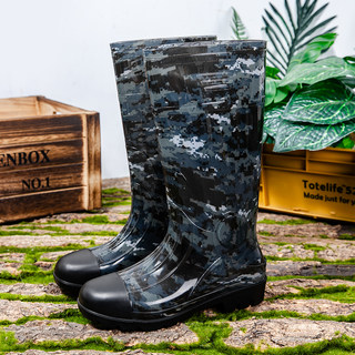 迷彩高档雨鞋男款高筒防滑钓鱼鞋雨靴防水鞋水靴工作胶鞋洗车套鞋