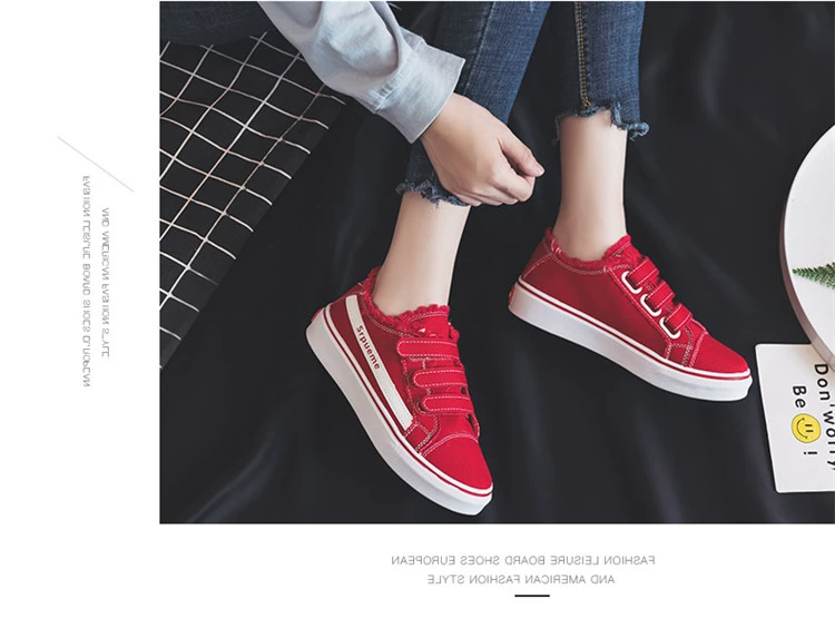 2018 người đàn ông lười biếng hoang dã mới Velcro giày vải trắng mùa thu và gió mùa đông giày gió sinh viên Hàn Quốc