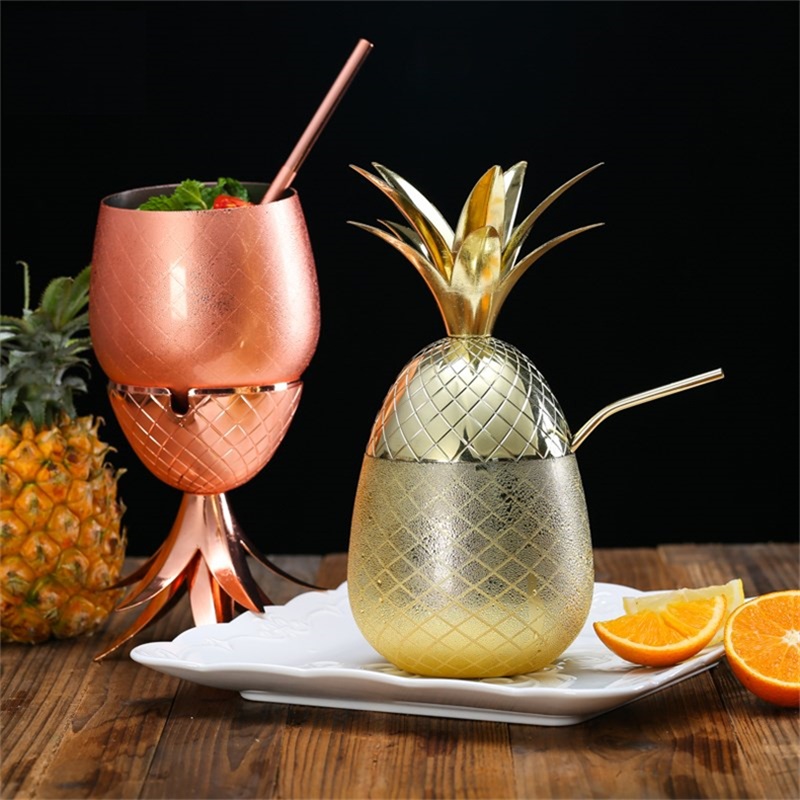 Export US pineapple Cocktail Glass Moscow mullet Stainless Steel Pineapple Cup Creative Personality Modulated Metal Copper Cup